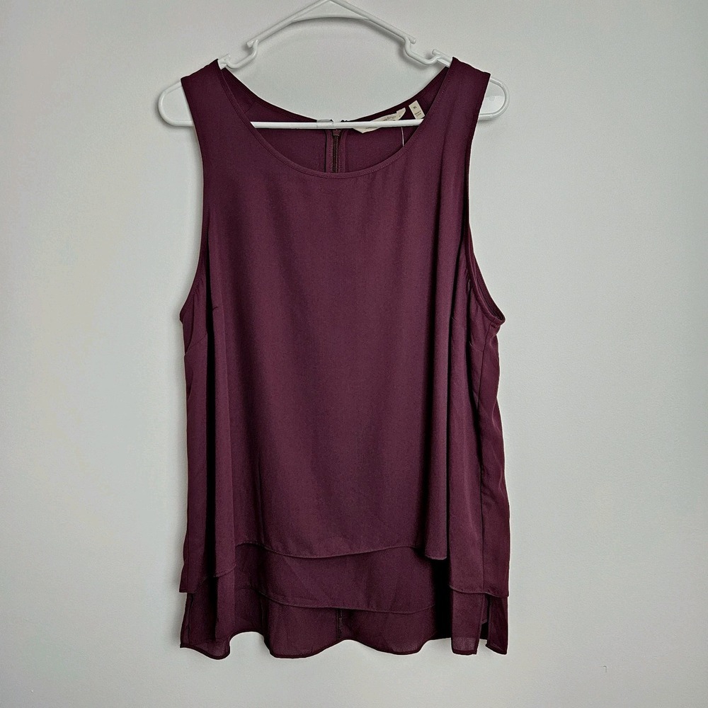 Soft Surroundings Blouse Sz XL Jubilee Tank Scoop Neck Sleeveless Layered Flowy